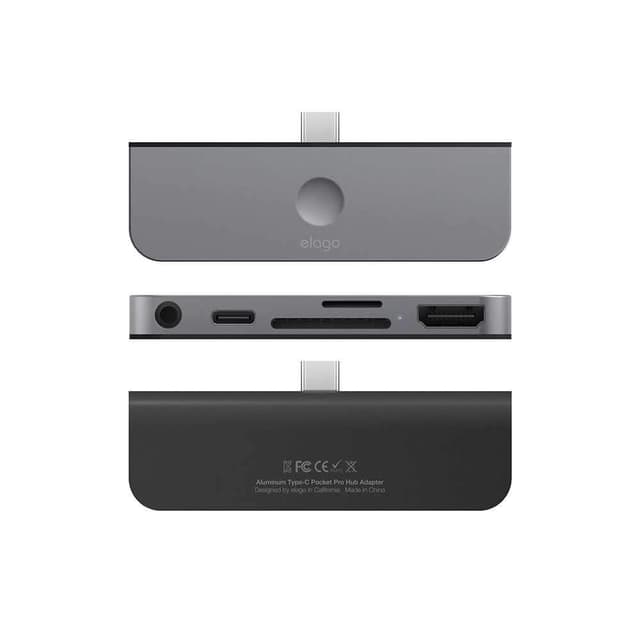 محول ألمنيوم متعدد المنافذ من Elago - رمادي داكن - 57437