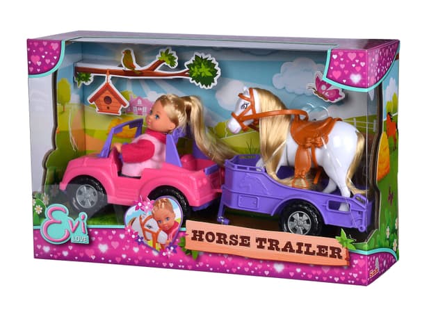 لعبة دمية مع حصان  SIMBA - EL Evi Horse Trailer