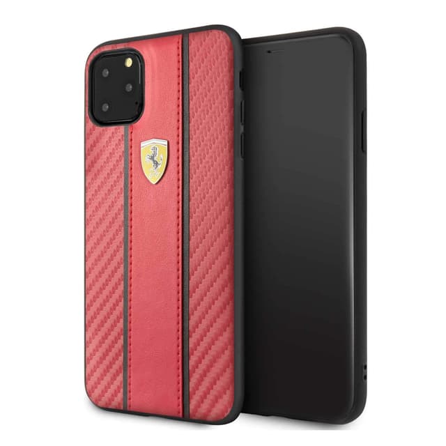 ferrari carbon pu leather hard case iphone 11 pro max red