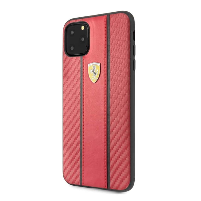 ferrari carbon pu leather hard case iphone 11 pro max red