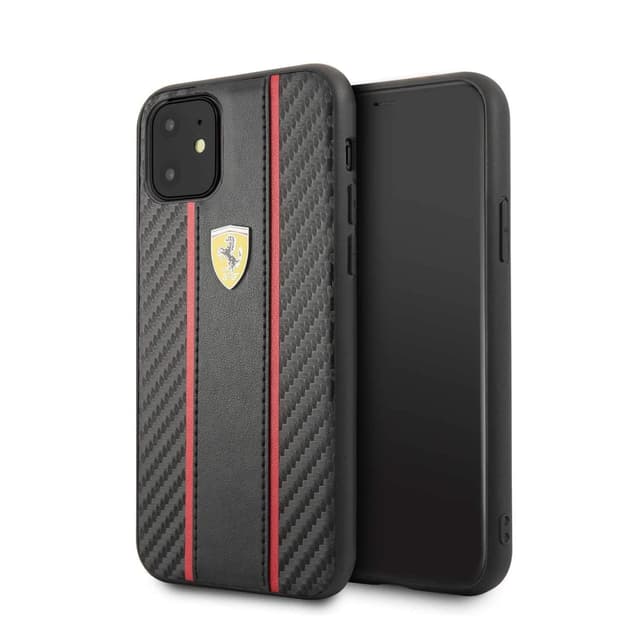 ferrari carbon pu leather hard case iphone 11 black
