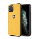 ferrari off track embossed metal logo leather case for iphone 11 pro max yellow