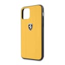 ferrari off track embossed metal logo leather case for iphone 11 pro max yellow