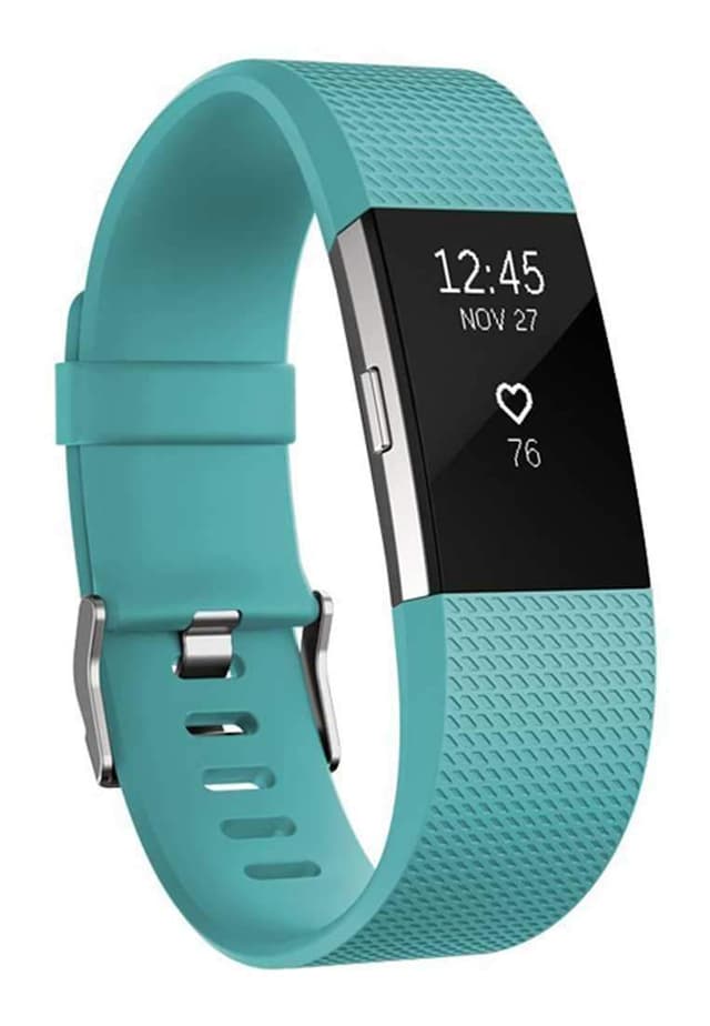Fitbit Charge 2 Fitness Wristband With Heart Rate Tracker - Teal/Silver ( S )