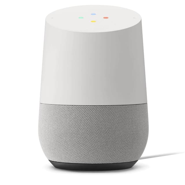 google home voice activated speaker white