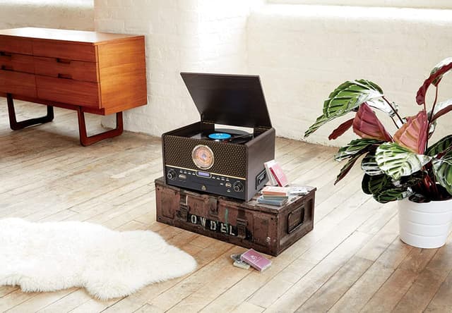 راديو كلاسيكي خشبي GPO Retro - Attache Chesterton Vinyl Record Player- Digital - Bluetooth - USB