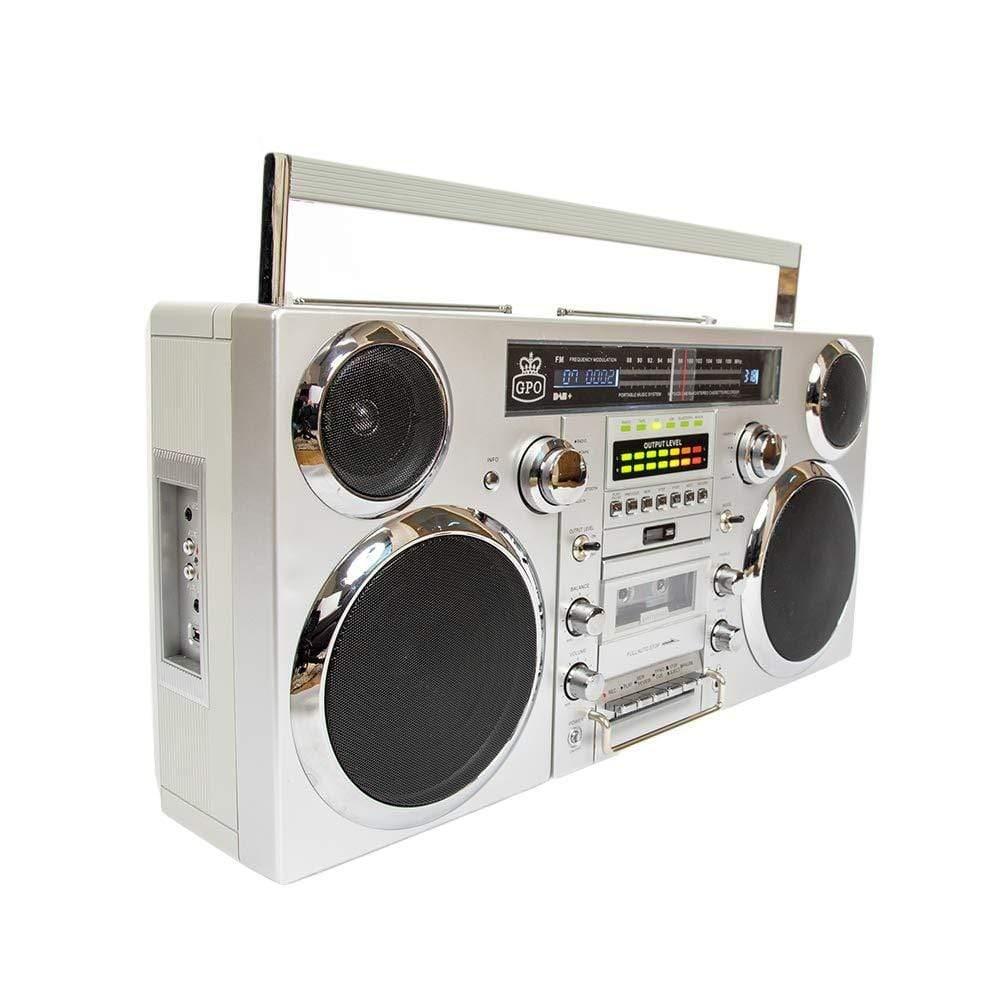 راديو كلاسيكي GPO Retro Brooklyn Bluetooth Boombox  - فضي