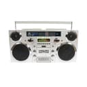 gpo retro brooklyn bluetooth boombox 80w cd cassette fm usb recording silver
