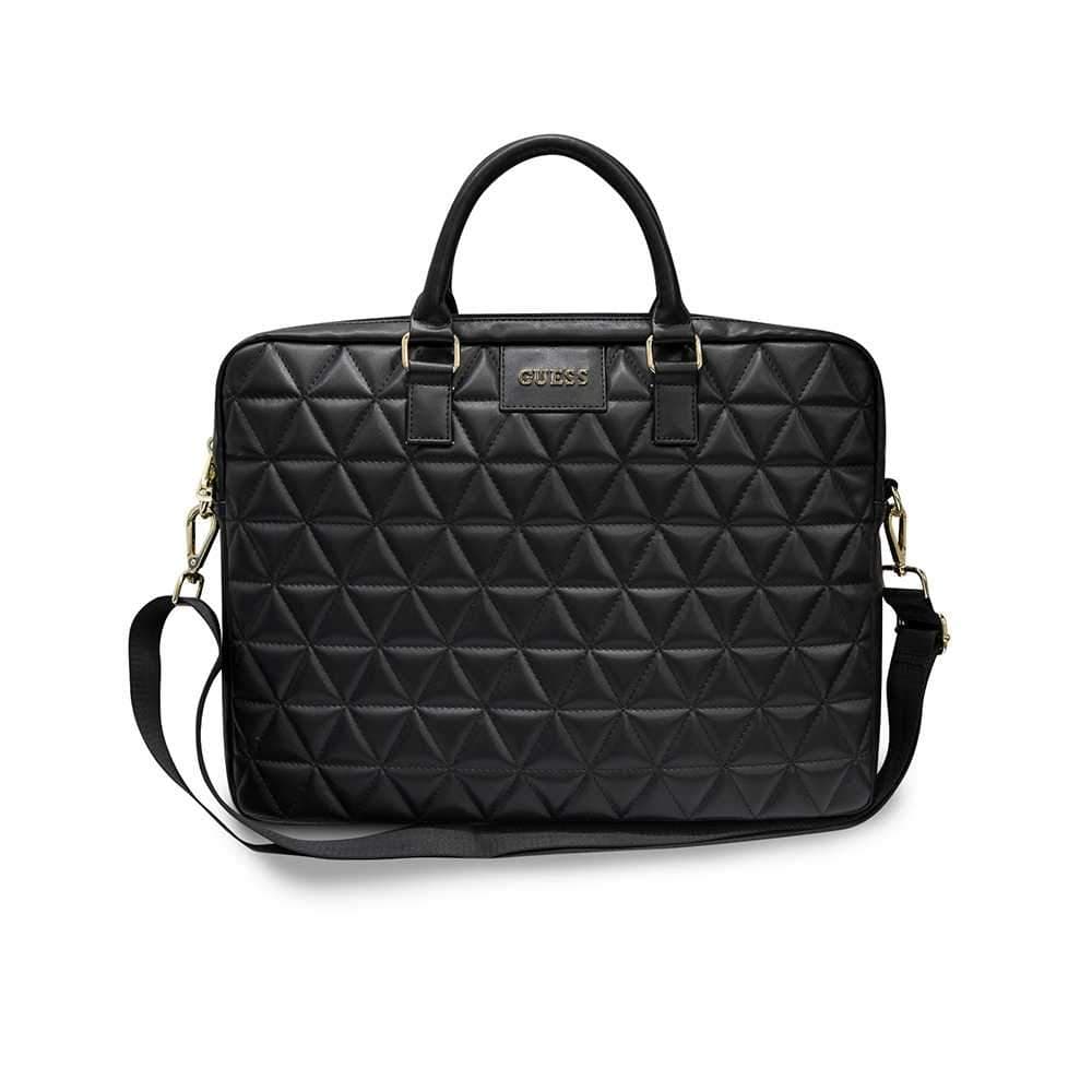 guess pu quilted computer bag 15 black