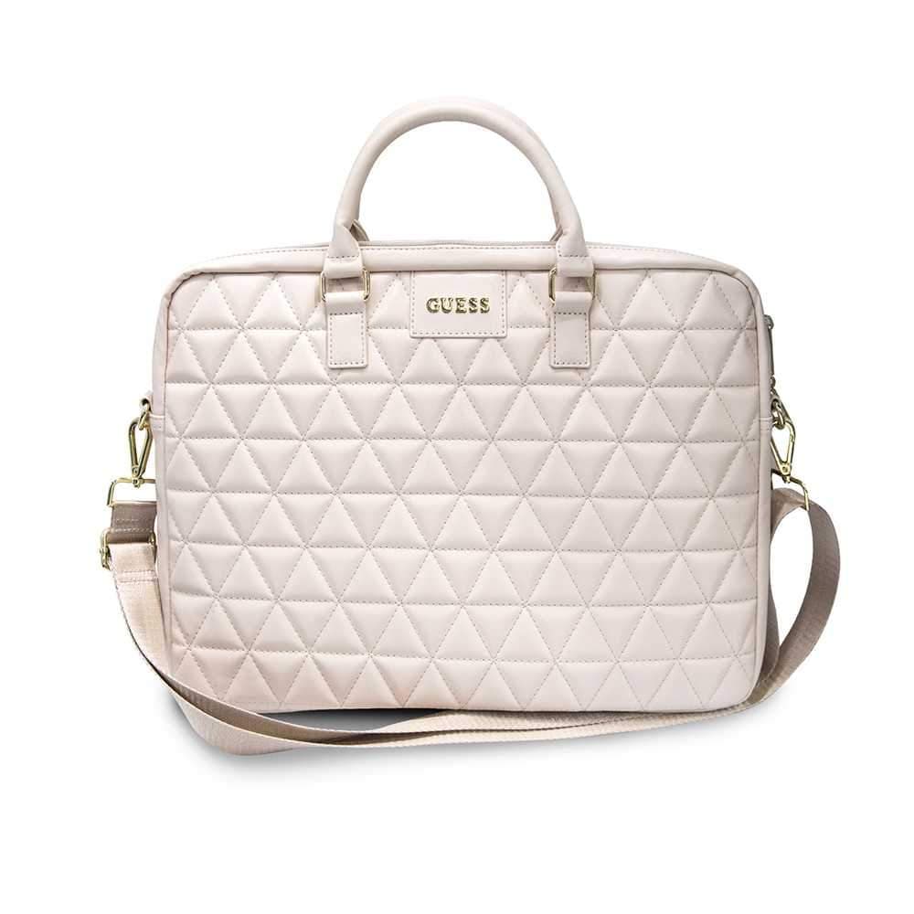 guess pu quilted computer bag 15 pink