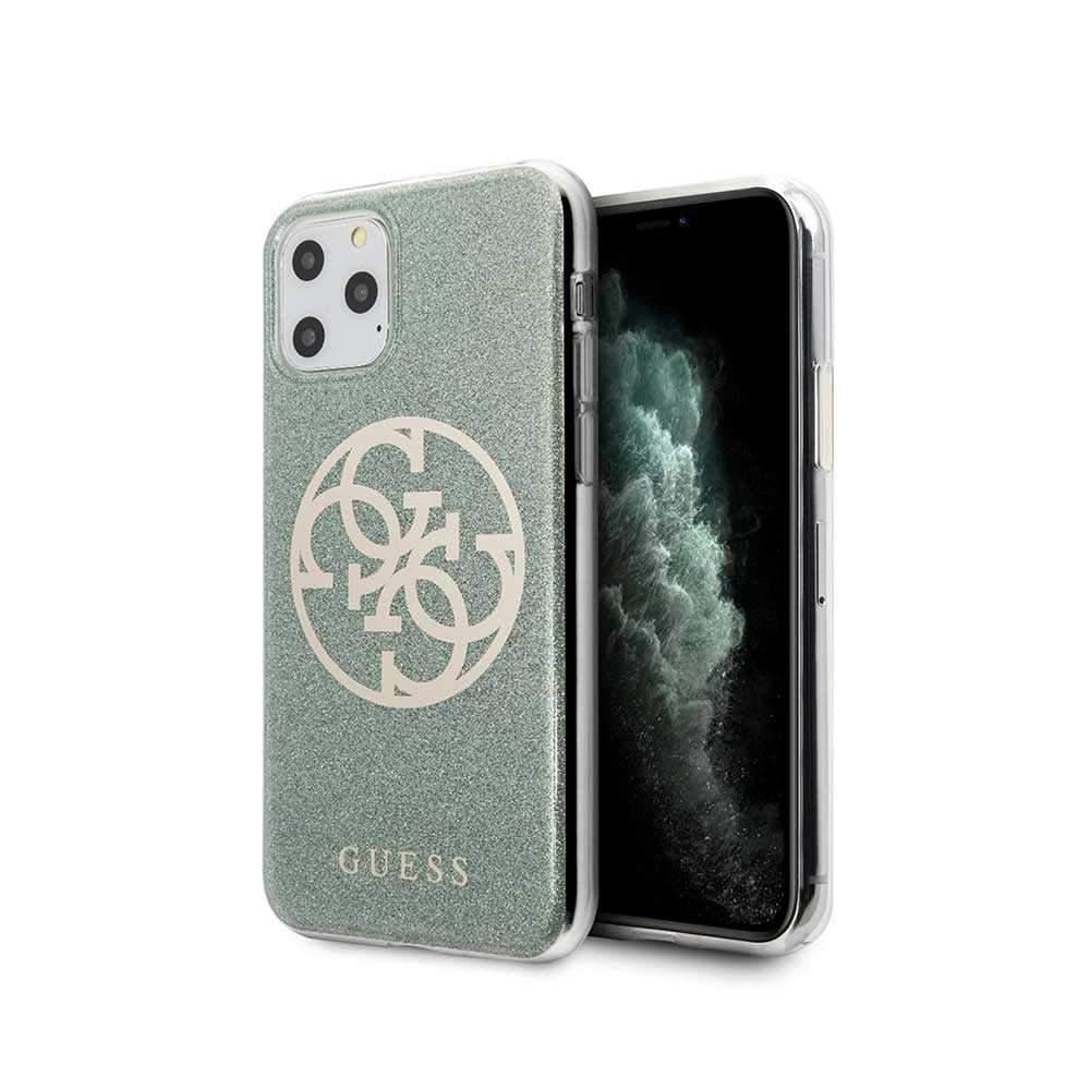 guess 4g circle logo pc tpu glitter case for iphone 11 pro max kaki