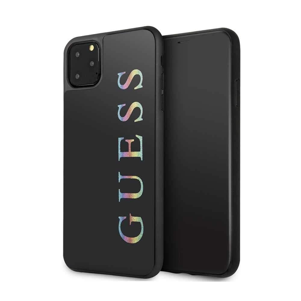 guess multicolor logo pc tpu glitter case for iphone 11 pro max black