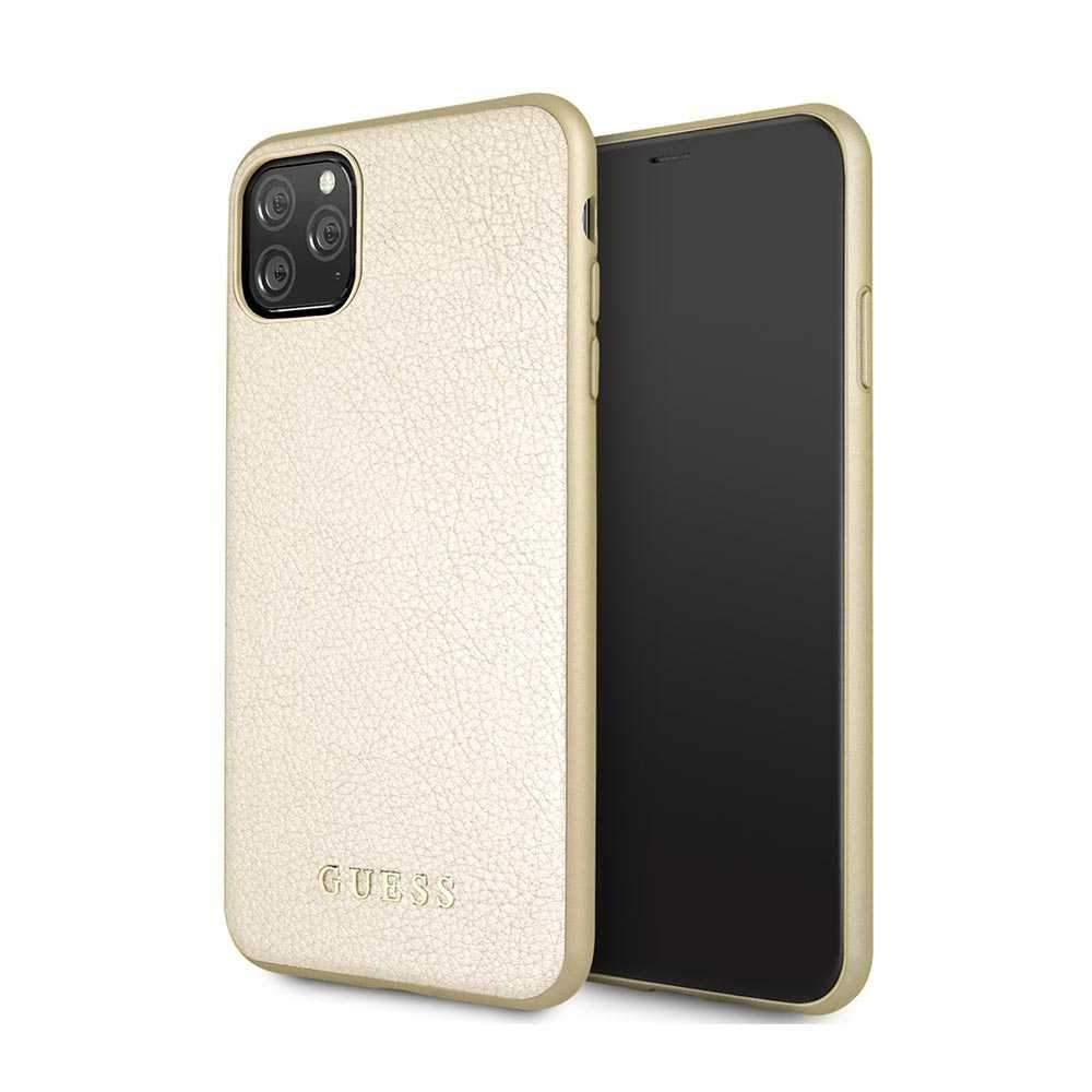 guess iridescent pu leather hard case for iphone 11 pro max gold