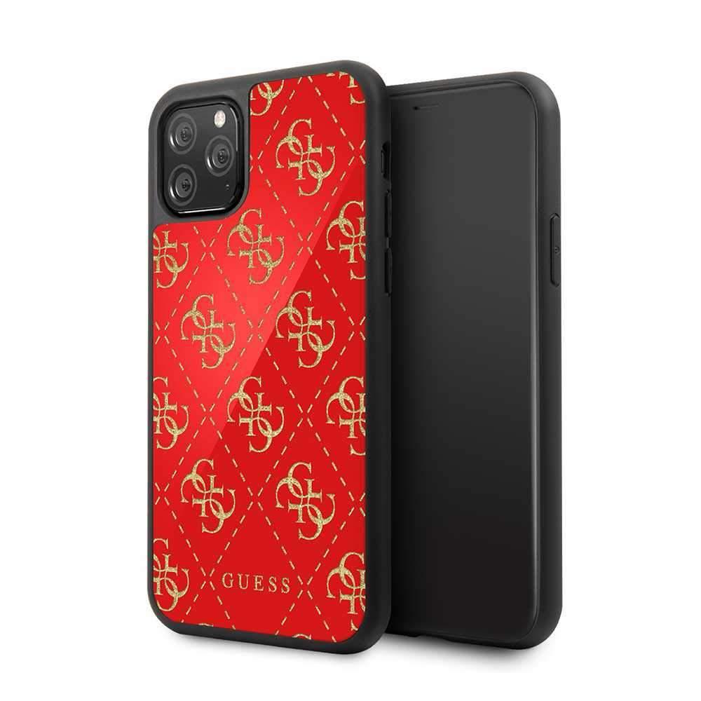 guess 4g double layer glitter case for iphone 11 pro red