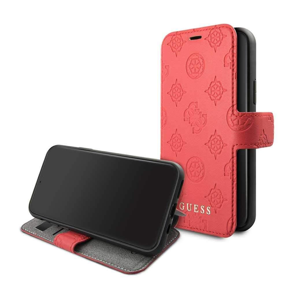 guess 4g peony booktype pu leather for iphone 11 red