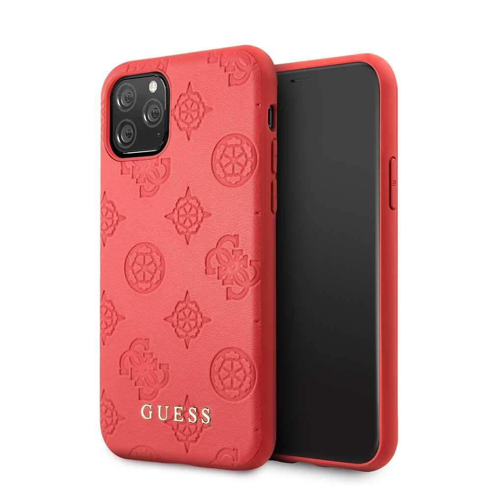 guess 4g peony pc tpu leather hard case iphone 11 pro max red