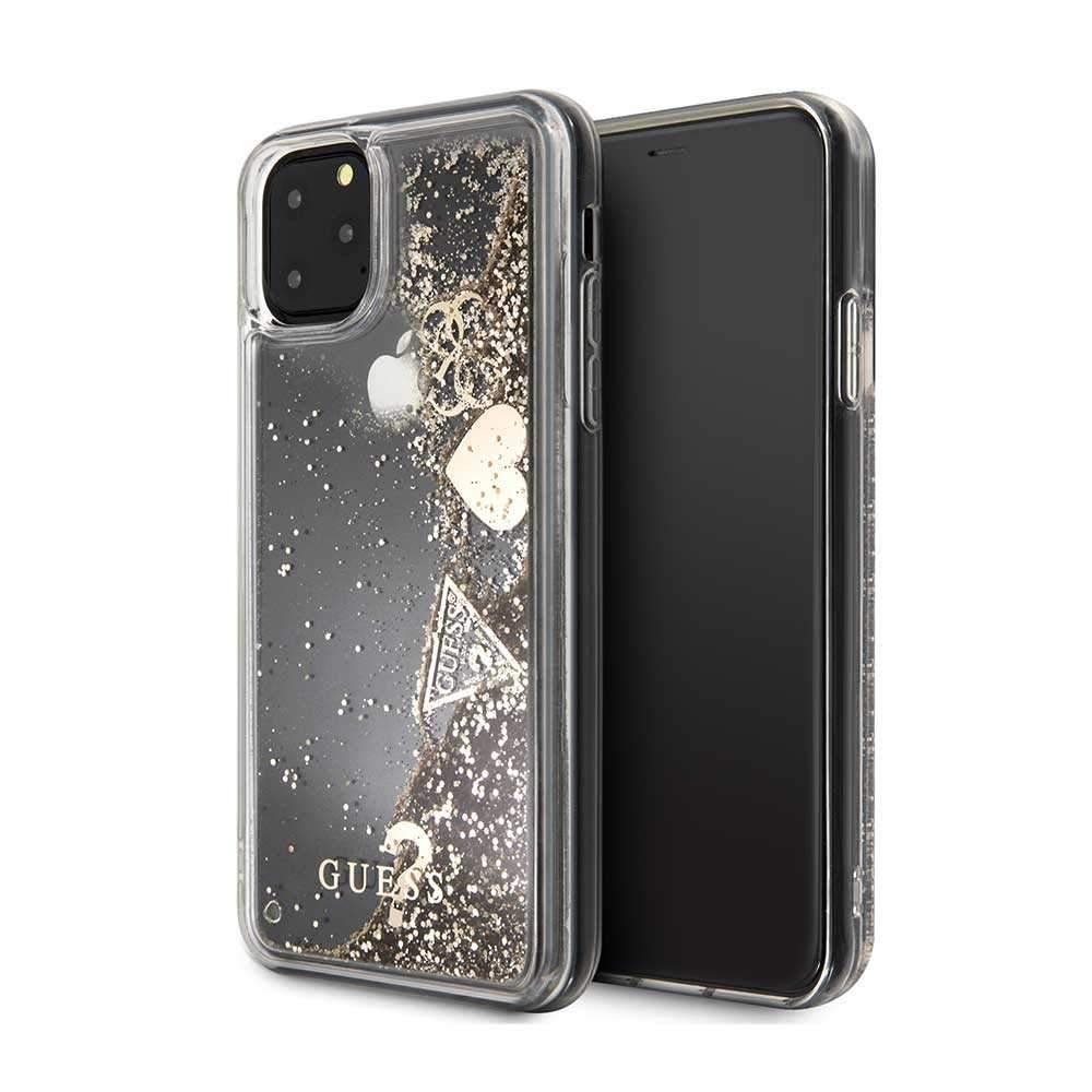 guess glitter hard case hearts for iphone 11 pro max gold