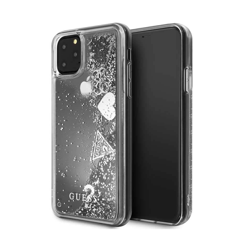 guess glitter hard case heats for iphone 11 pro silver