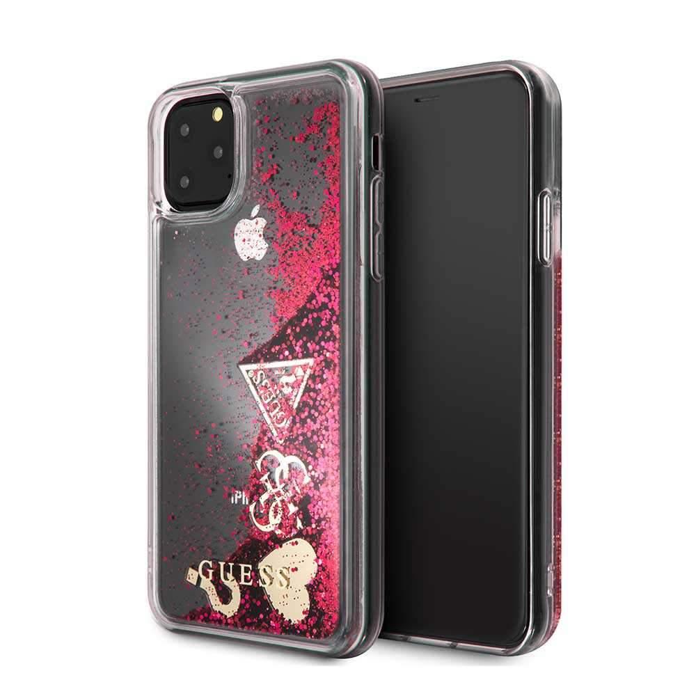 guess glitter hard case hearts for iphone 11 pro rasberry
