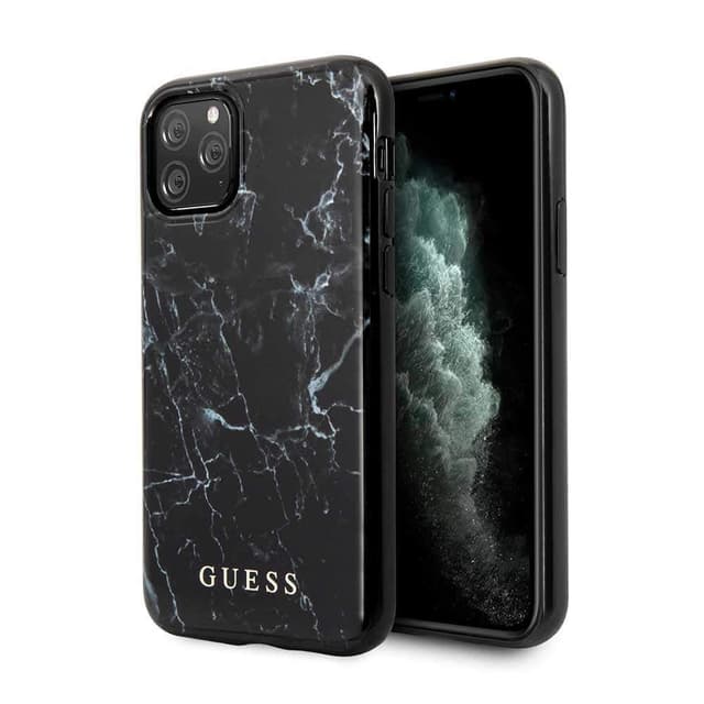 Guess Pc/Tpu Marble Design Case For Iphone 11 Pro Max - Black
