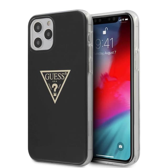 كفر Guess PC/TPU Metallic Triangle Hard Case for iPhone 12 / 12 Pro (6.1") - Black