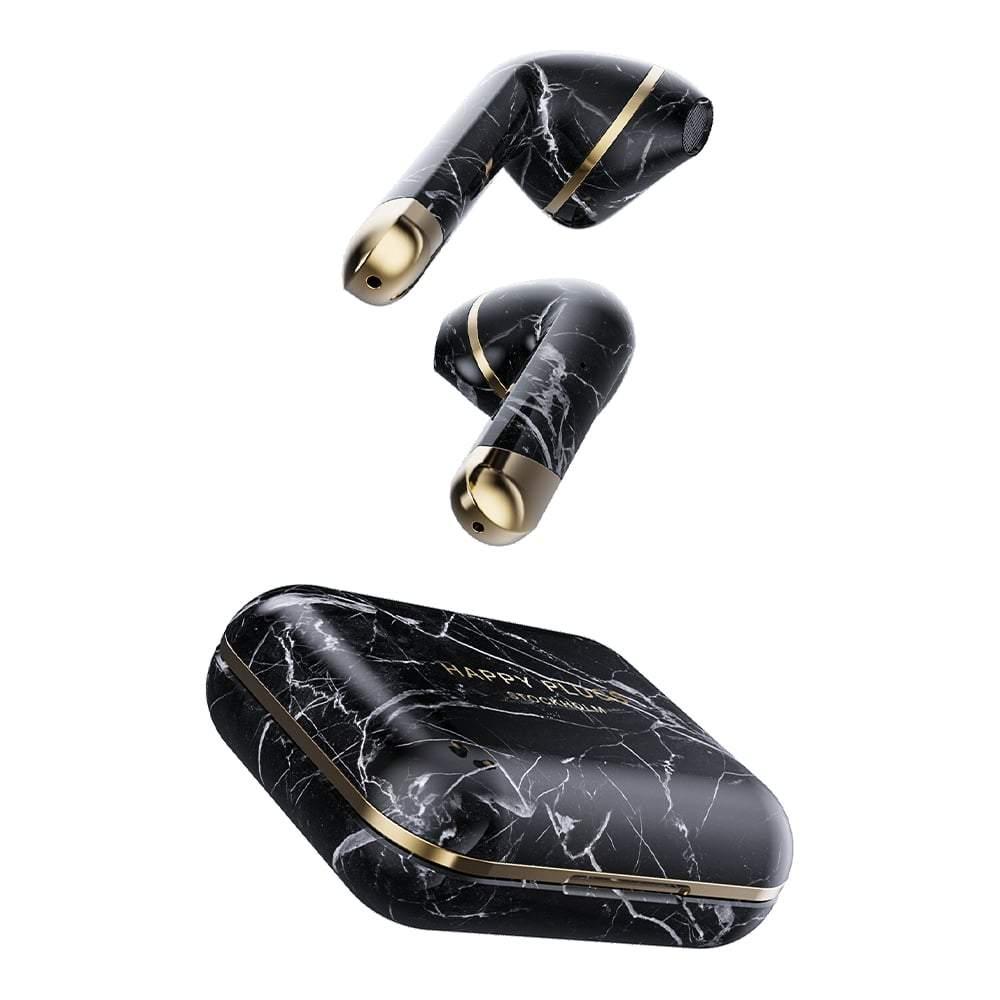 happy plugs air 1 true wireless earbuds limited edition black marble