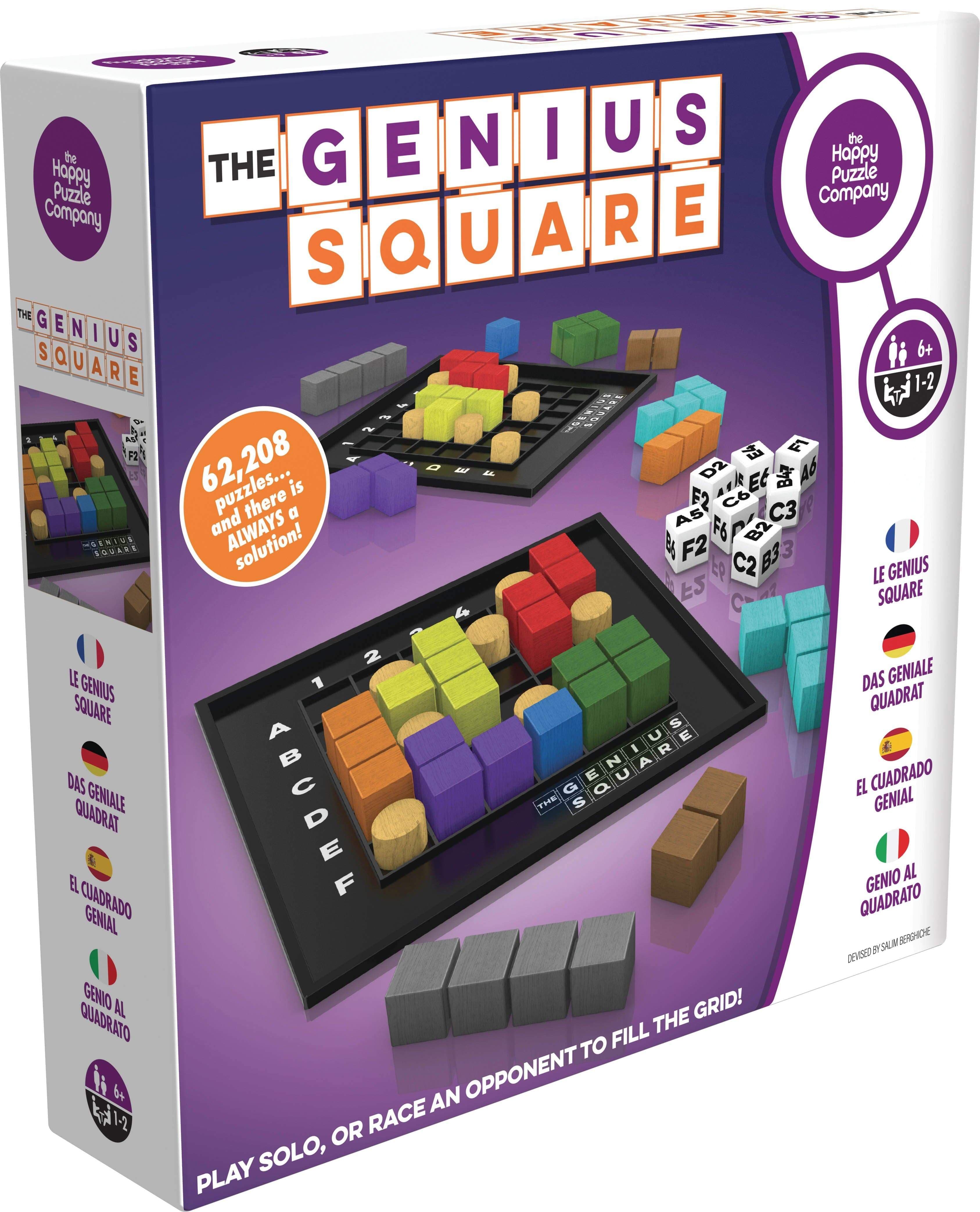 happy puzzle the genius square stem puzzle game for kids adults family friends indoor board game learning fun educational entertainment brain train spatial skills shapes tiles