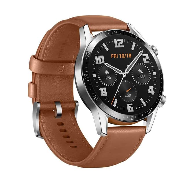 huawei smart watch gt 2 stainless steel with pebble brown strap