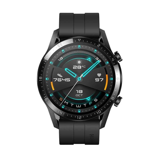 huawei smart watch gt 2 matte black with flouroelastomer black strap