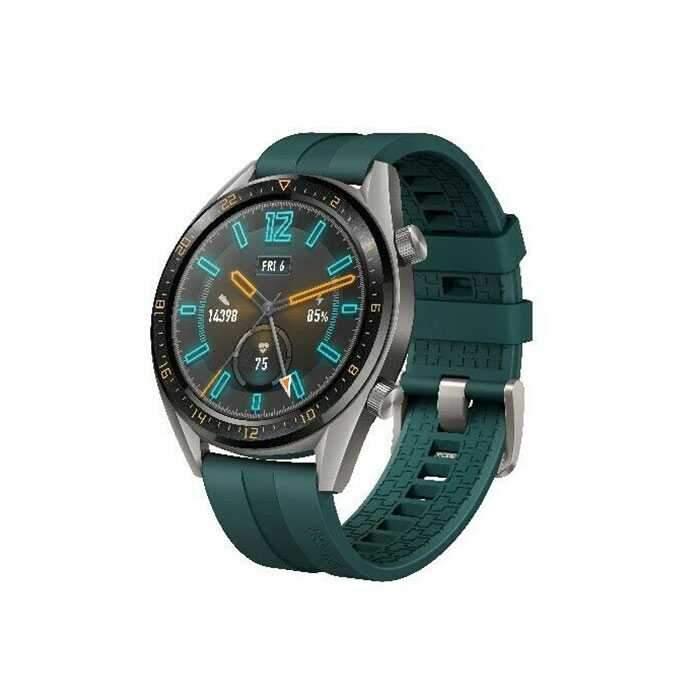 huawei smart watch gt tatium grey stainless steel dark green fluoroelastomer strap