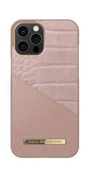 ideal of sweden atelier apple iphone 12 pro max case fashionable swedish design textured leather iphone back cover wireless charging compatible rose smoke croco