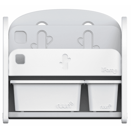 خزانة كتب صغيرة رف الكتب الأمامي للأطفال مع صناديق تنظيم ألعاب أبيض آي فام IFam white Easy Doing Front Bookshelf