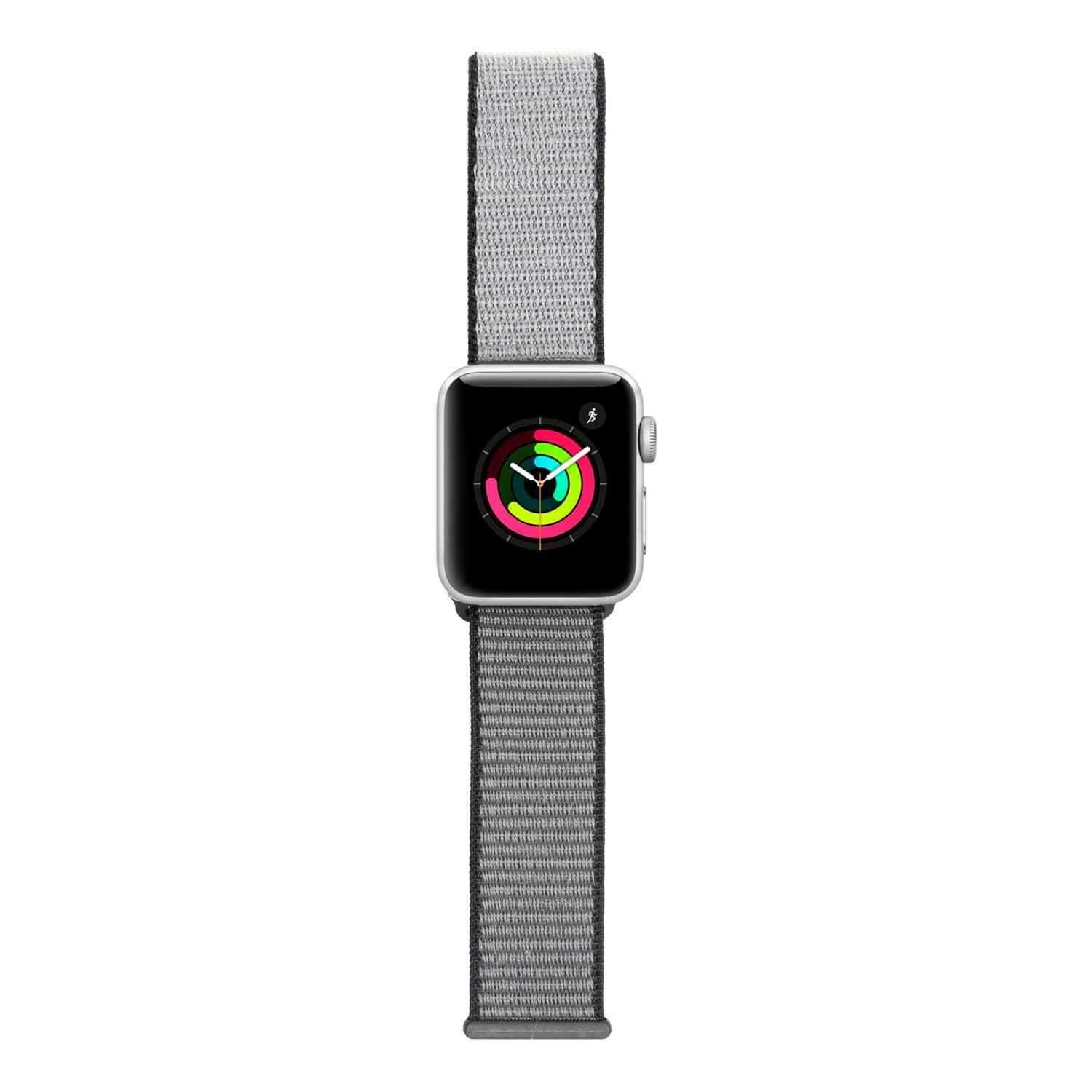iguard by porodo nylon watch band for apple watch 44mm 42mm light gray