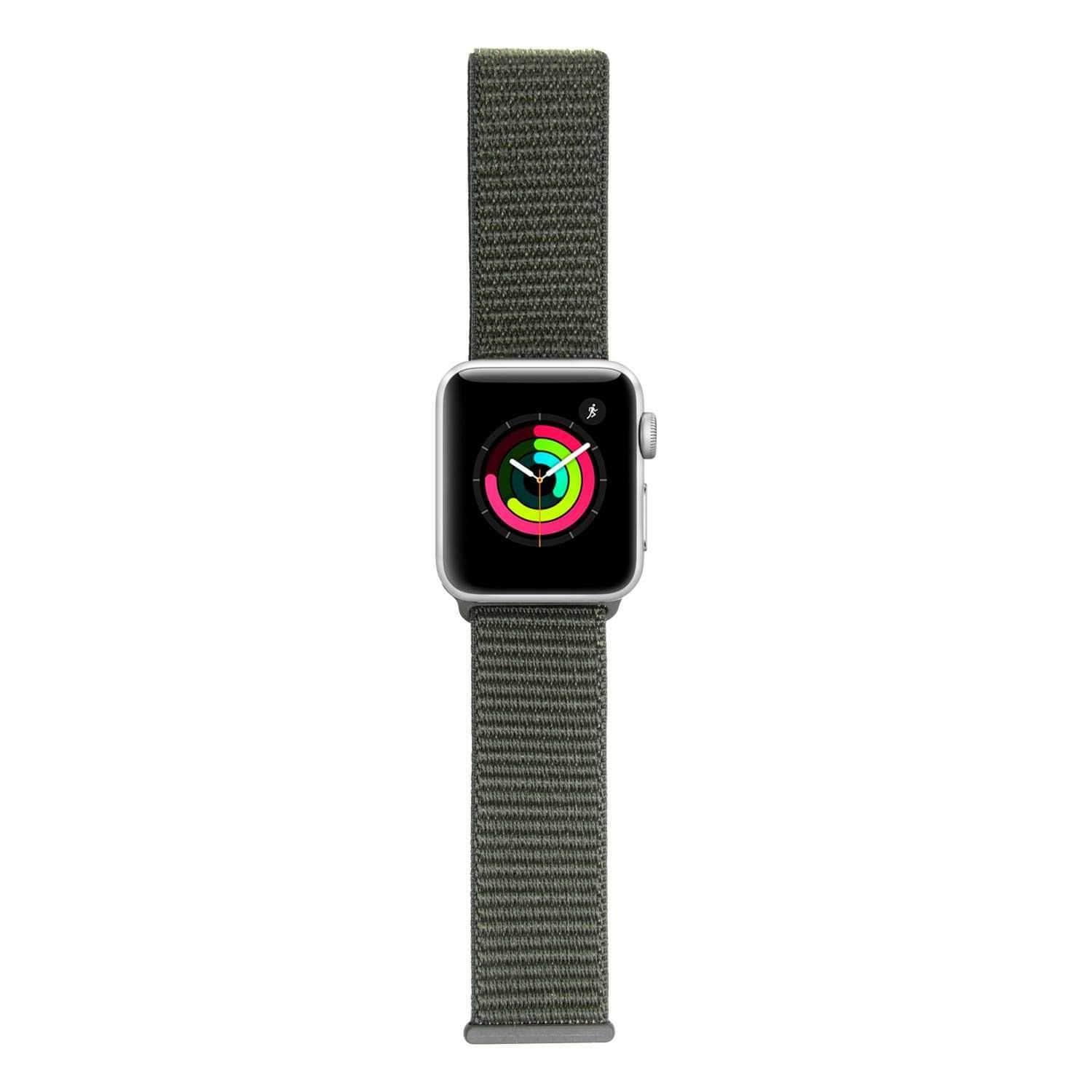 iguard by porodo nylon watch band for apple watch 44mm 42mm dark green