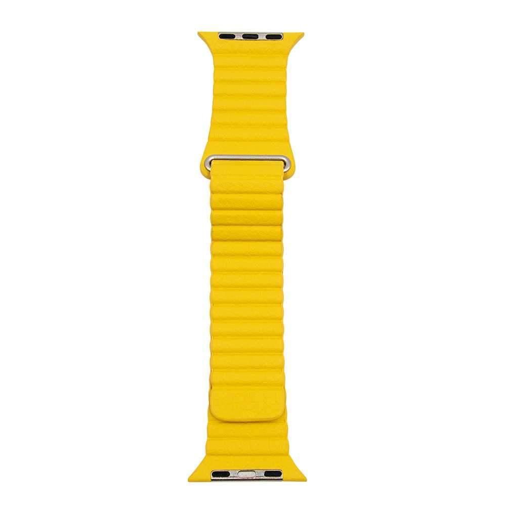 iguard by porodo leather watch band for apple watch 44mm 42mm yellow