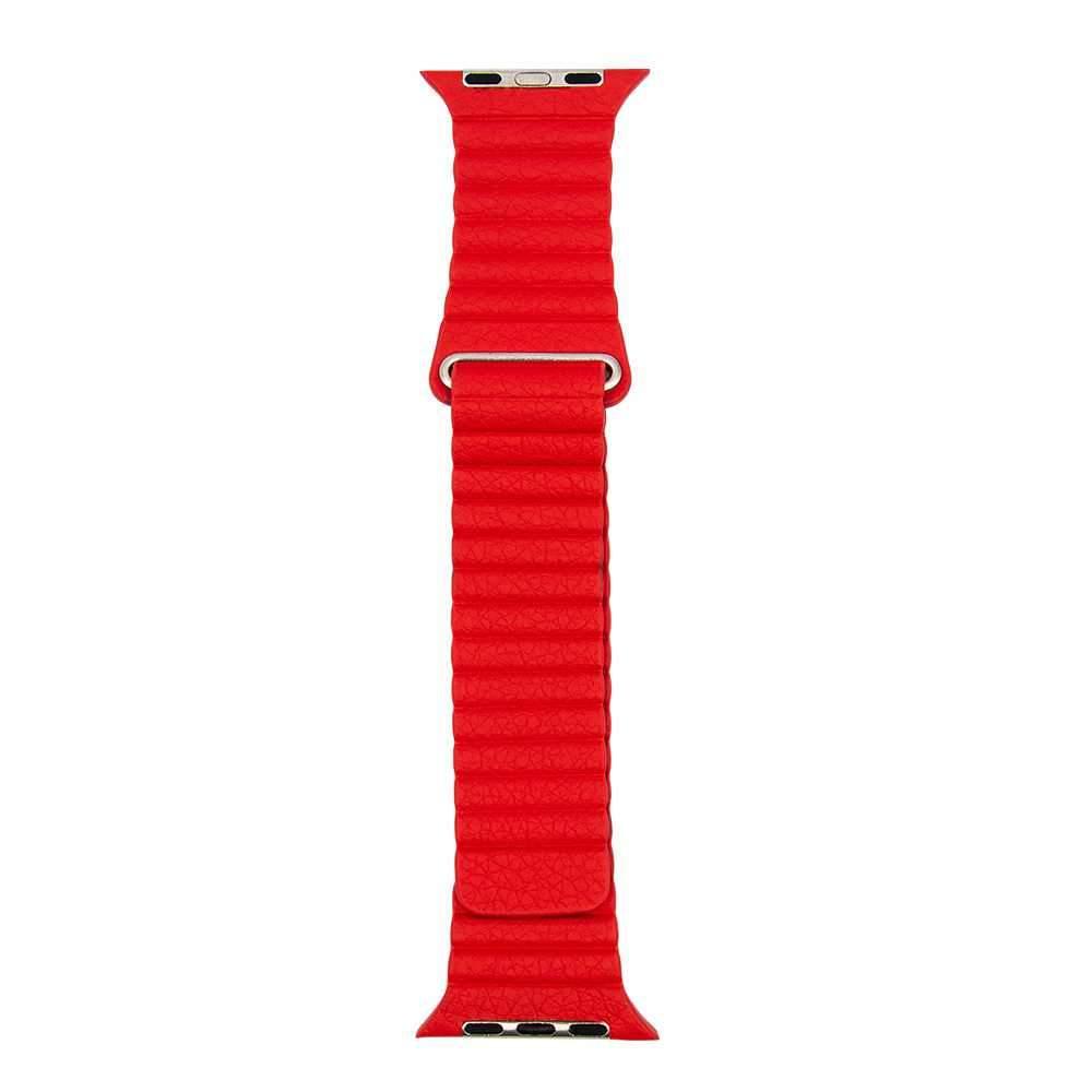 iguard by porodo leather watch band for apple watch 44mm 42mm red