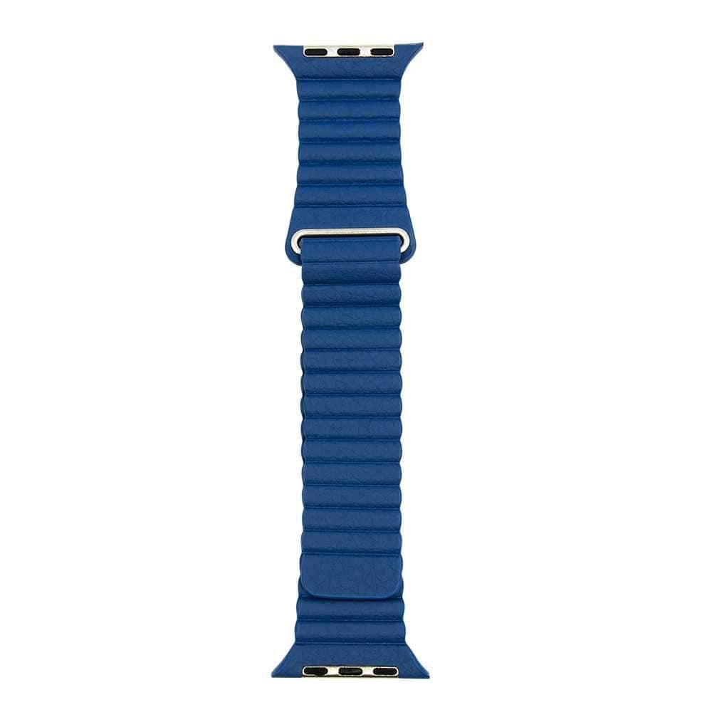 iguard by porodo leather watch band for apple watch 44mm 42mm blue