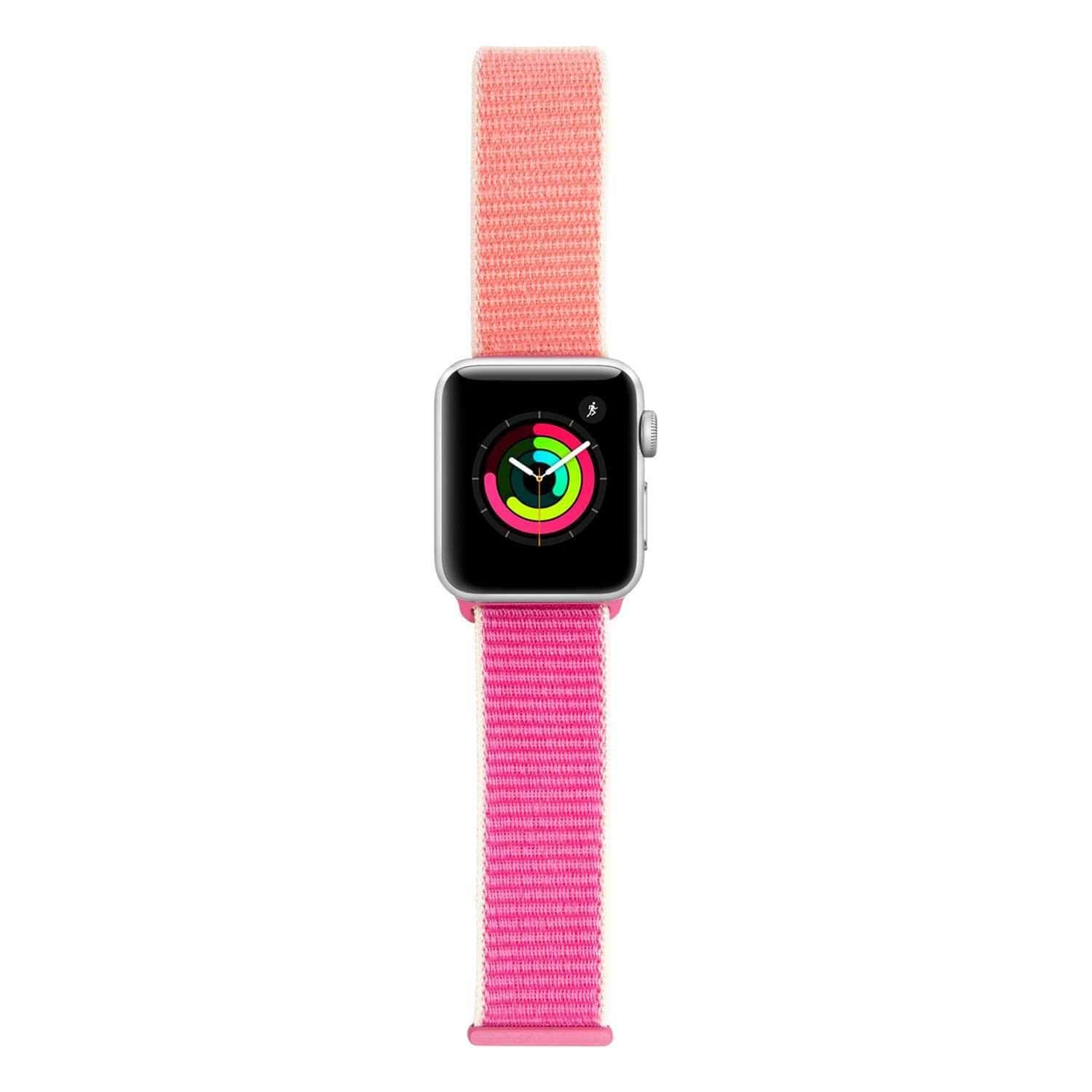 iguard by porodo nylon watch band for apple watch 44mm 42mm pink