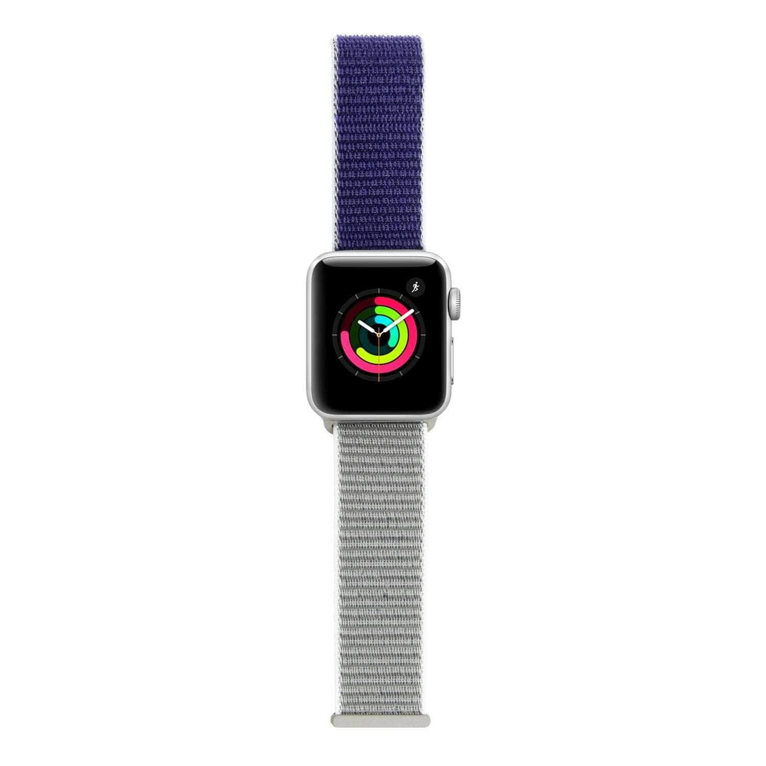 iguard by porodo nylon watch band for apple watch 44mm 42mm medium gray