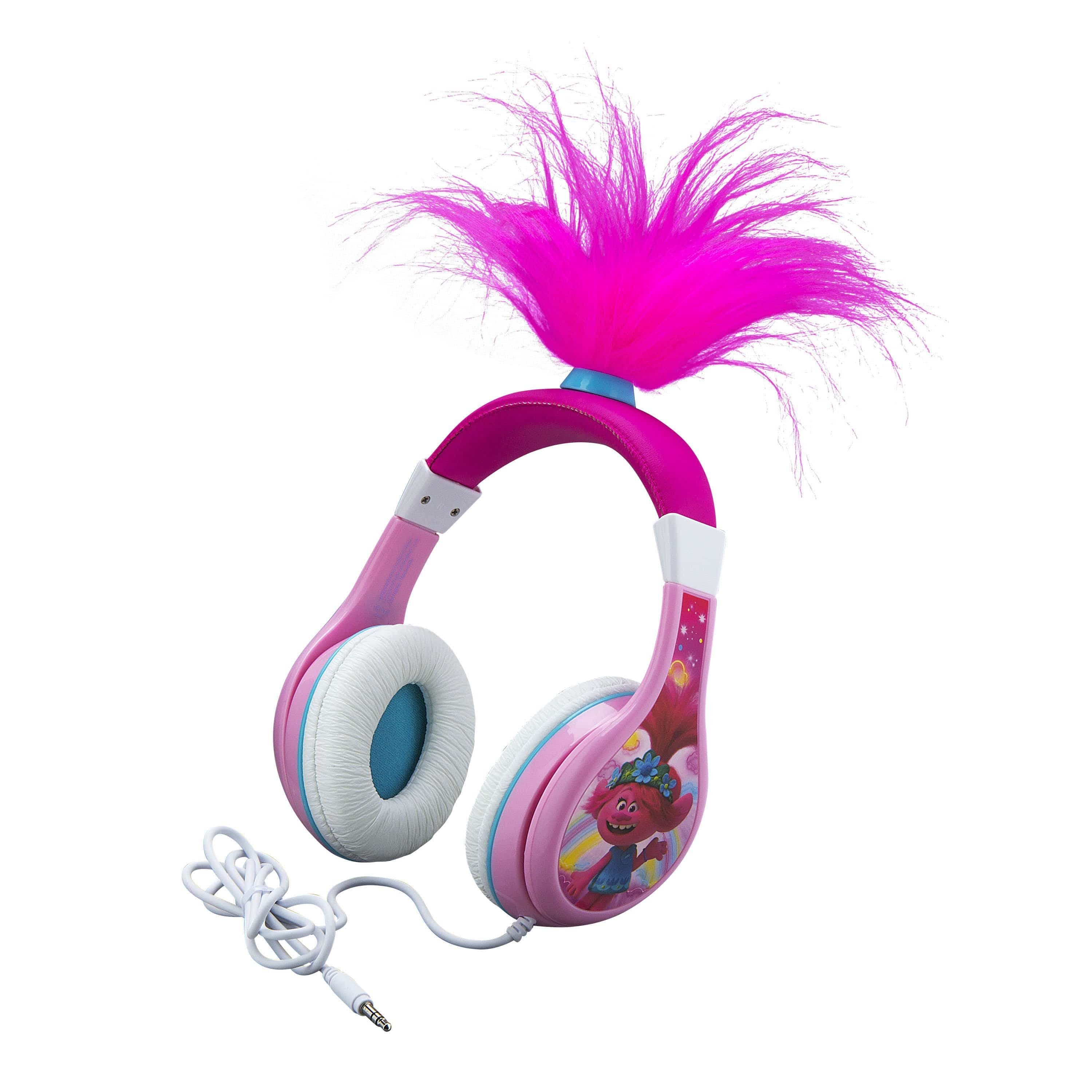 سماعة رأس سلكية للأطفال KIDdesigns - Trolls World Tour Poppy Wired Headphones - زهري