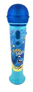 iHome kiddesigns baby shark sing along karaoke microphone for kids built in music led flashing lights pretend mic toys for kids portable karaoke machine connects mp3 player audio device w play button