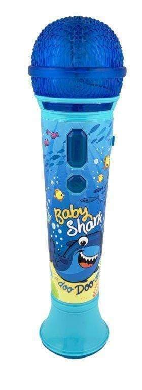 iHome kiddesigns baby shark sing along karaoke microphone for kids built in music led flashing lights pretend mic toys for kids portable karaoke machine connects mp3 player audio device w play button