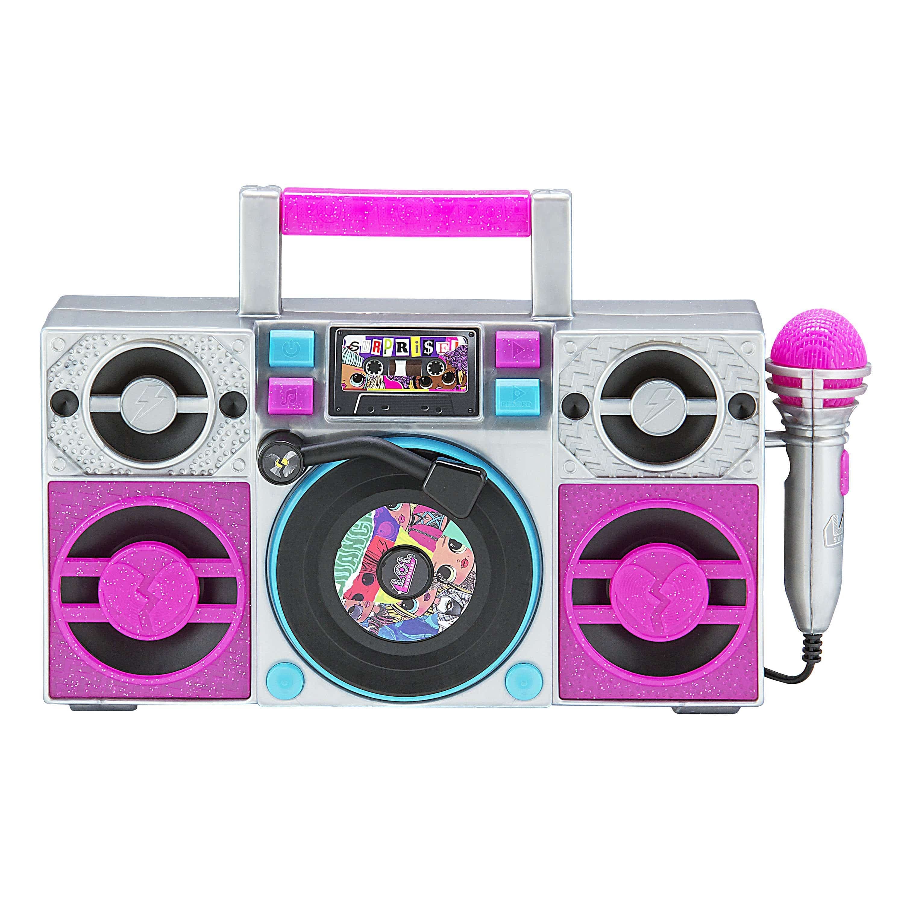 iHome kiddesigns lol surprise sing along karaoke boombox for kids built in music led flashing lights working mic kids toys portable karaoke machine connects mp3 player audio device w play buttons