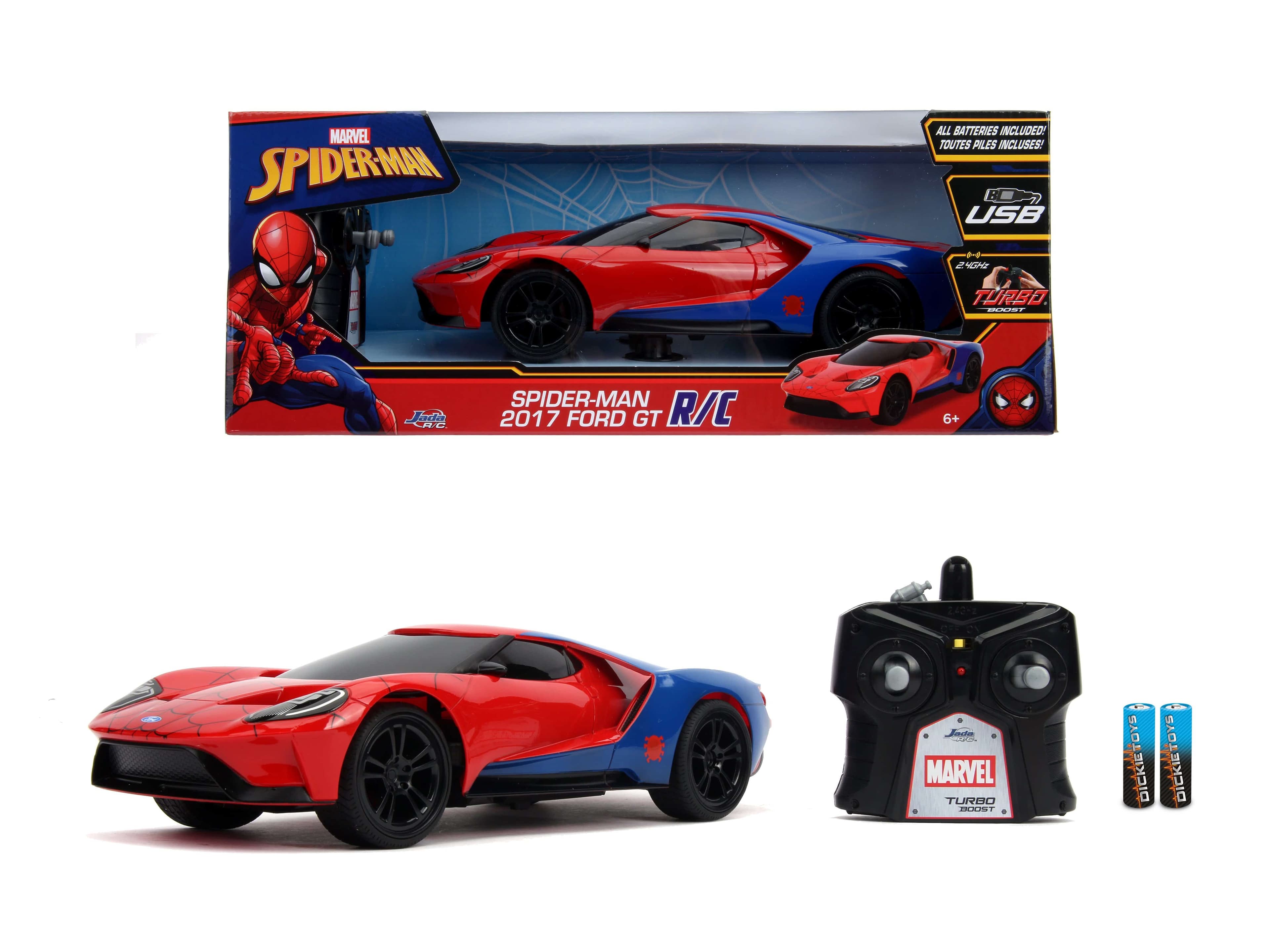 لعبة سيارة Jada - Marvel RC Spiderman 2017 Ford GT 1:16