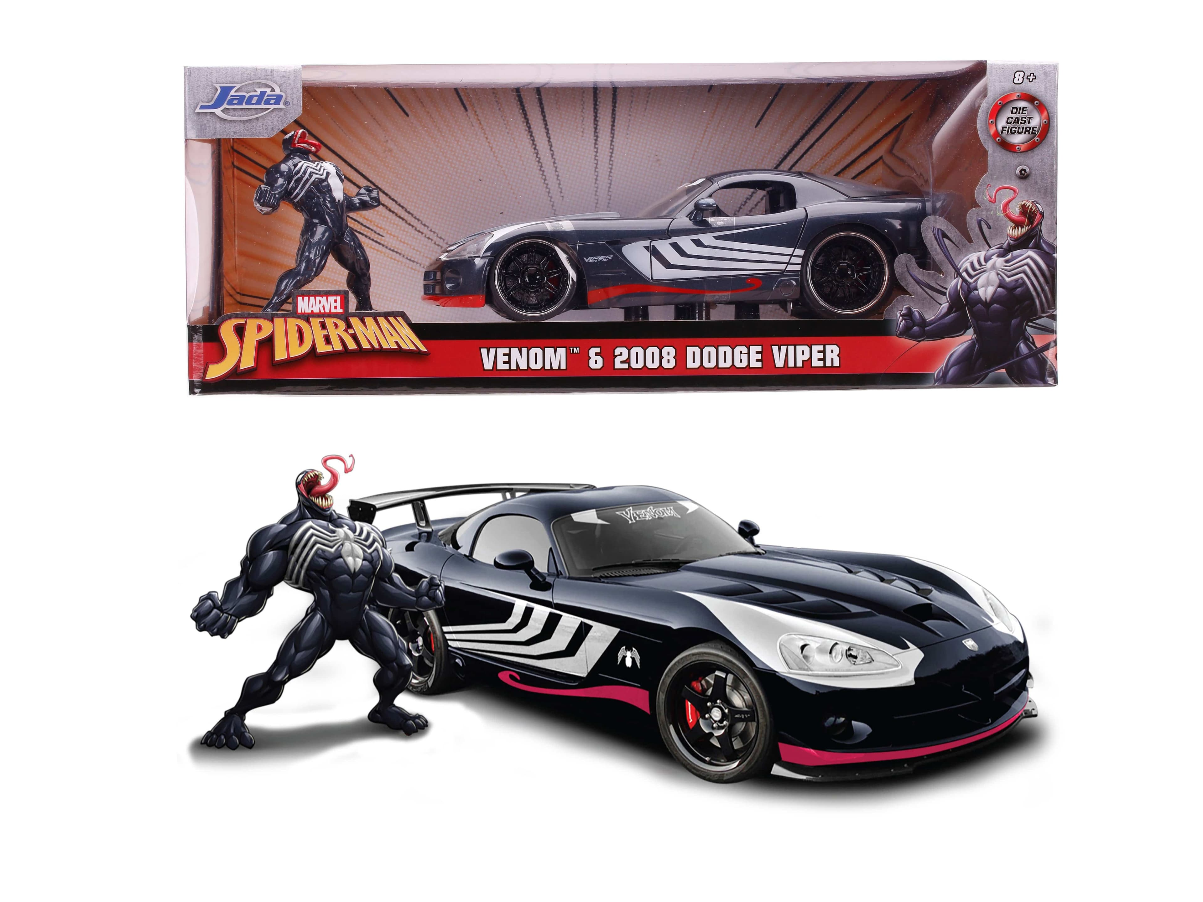 لعبة سيارة Jada - Marvel Venom 2008 Dodge Viper 1:24