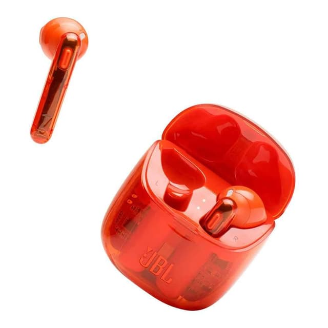 jbl t225 true wireless earbud headphones ghost orange