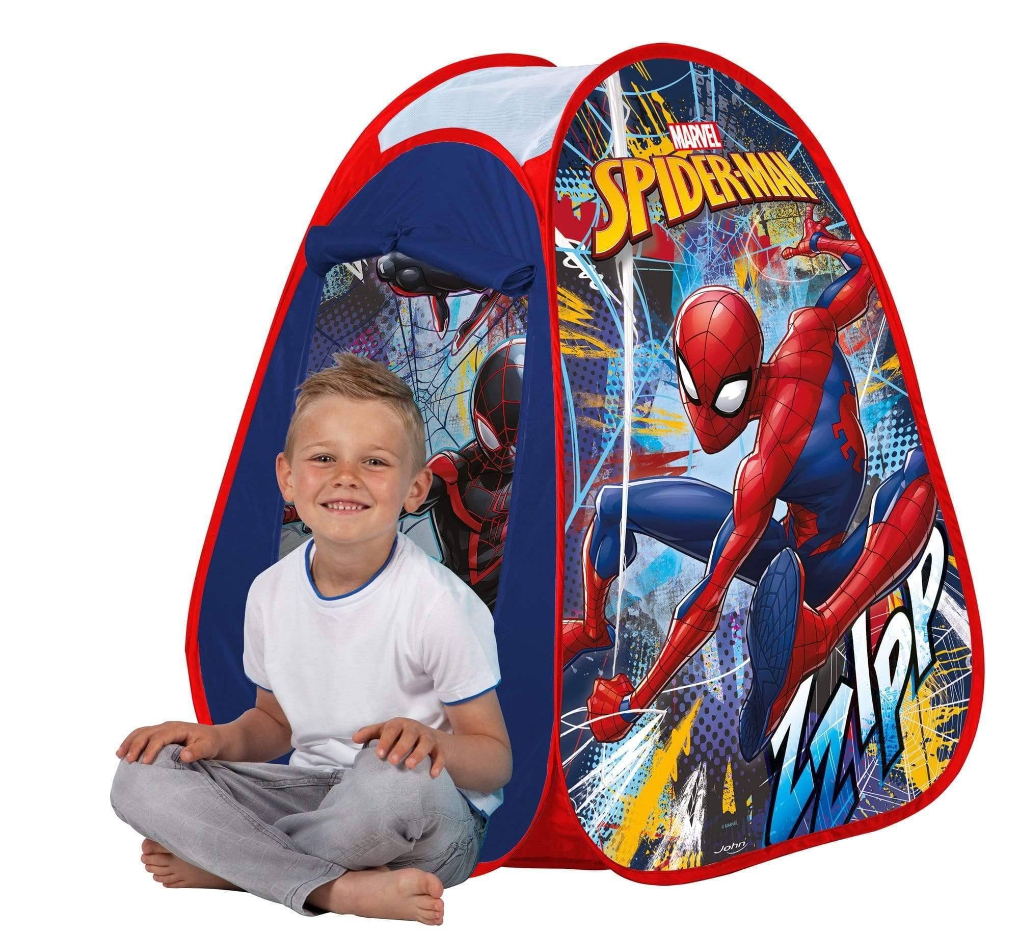 john spiderman pop up play tent in a display box