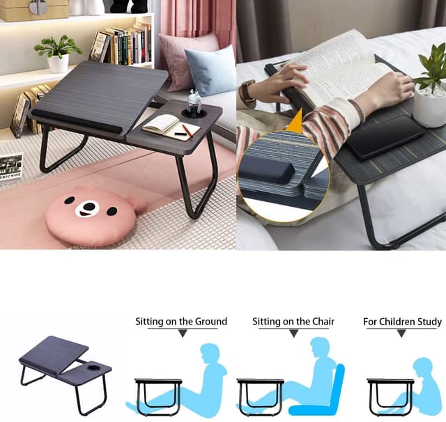 Generic Laptop Bed Tray Table,ShowTop Laptop Desk Notebook,Foldable Lap Desk Stand Adjustable Laptop Table for Bed Notebook Desk Portable Notebook Bed Tray Multifunction Lap Tablet with Cup Holder