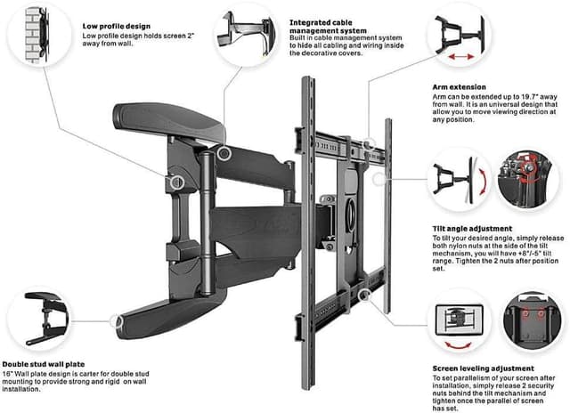 حامل تلفزيون جداري متحرك NB North Bayou Full Motion TV Wall Mount