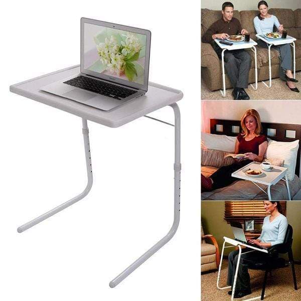 Generic foldable assembled table tv tray portable folding snack table adjustable sofa side table bed laptop desk table for breakfast home use white